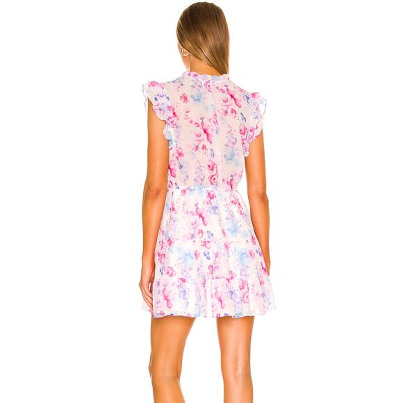 BB Dakota Steve Madden Floral Vibes Ruffle Trim Sleeve Dress Pink M - Picture 2 of 9